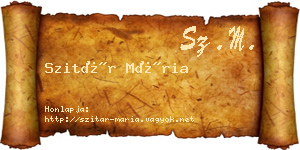 Szitár Mária névjegykártya